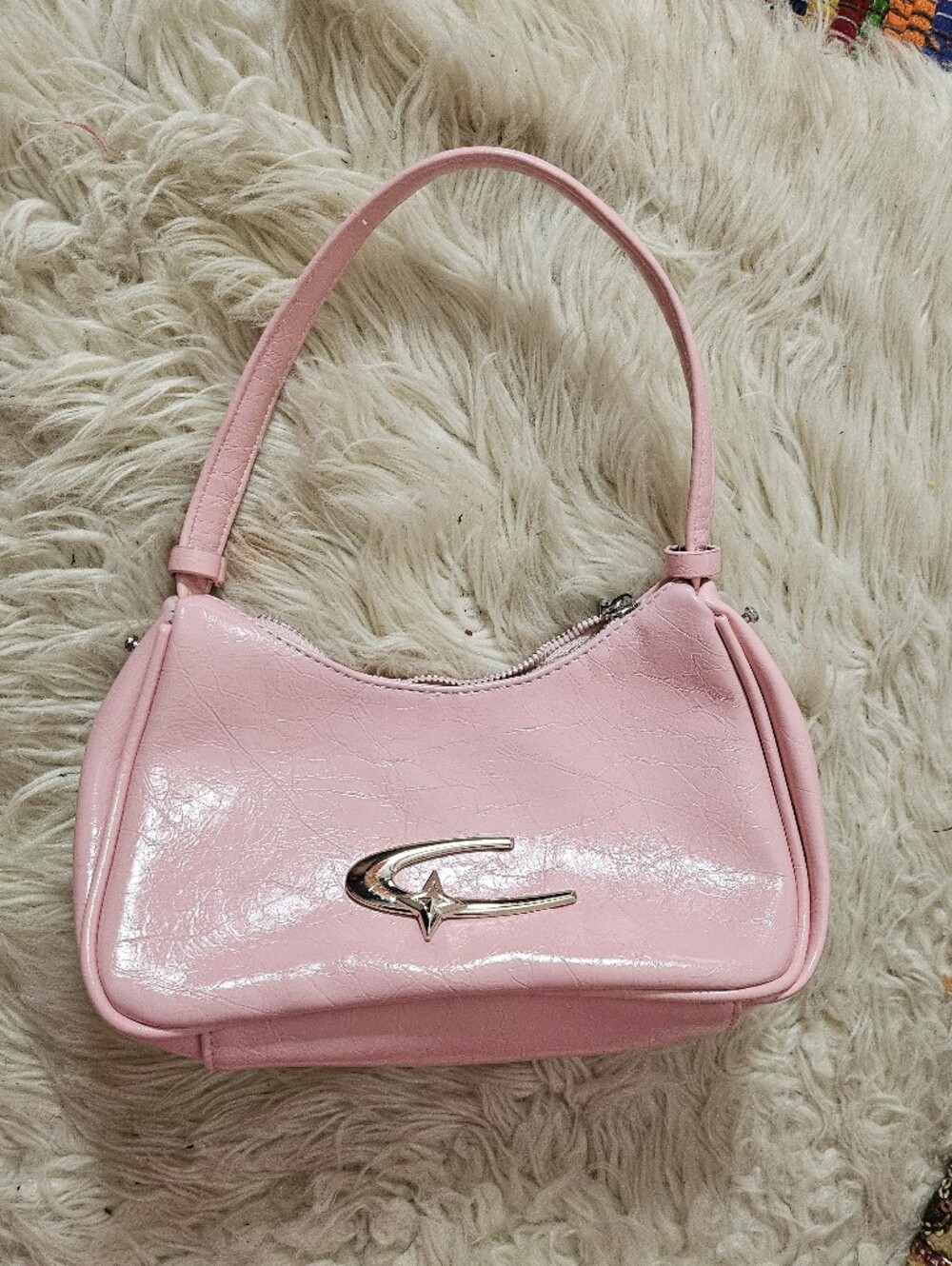 Pink Shoulder Bag with Star Accent